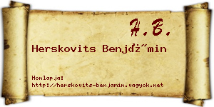 Herskovits Benjámin névjegykártya