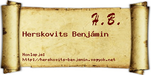 Herskovits Benjámin névjegykártya